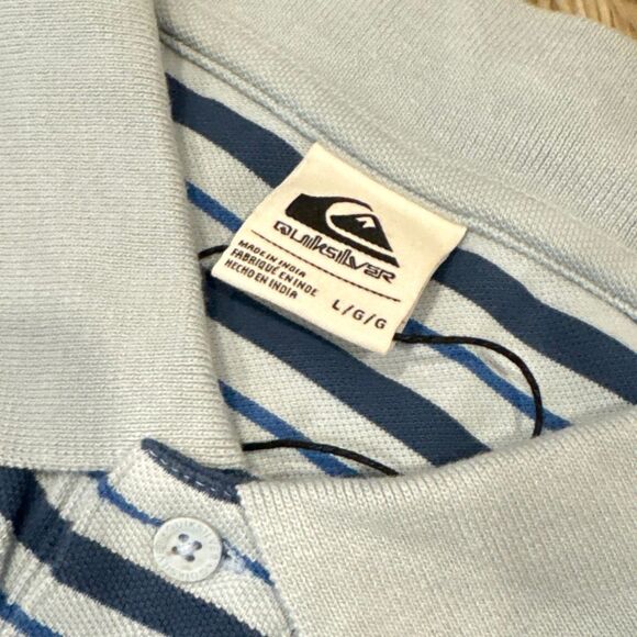 NWOT quicksilver striped collared tshirt size large - Picture 2 of 5
